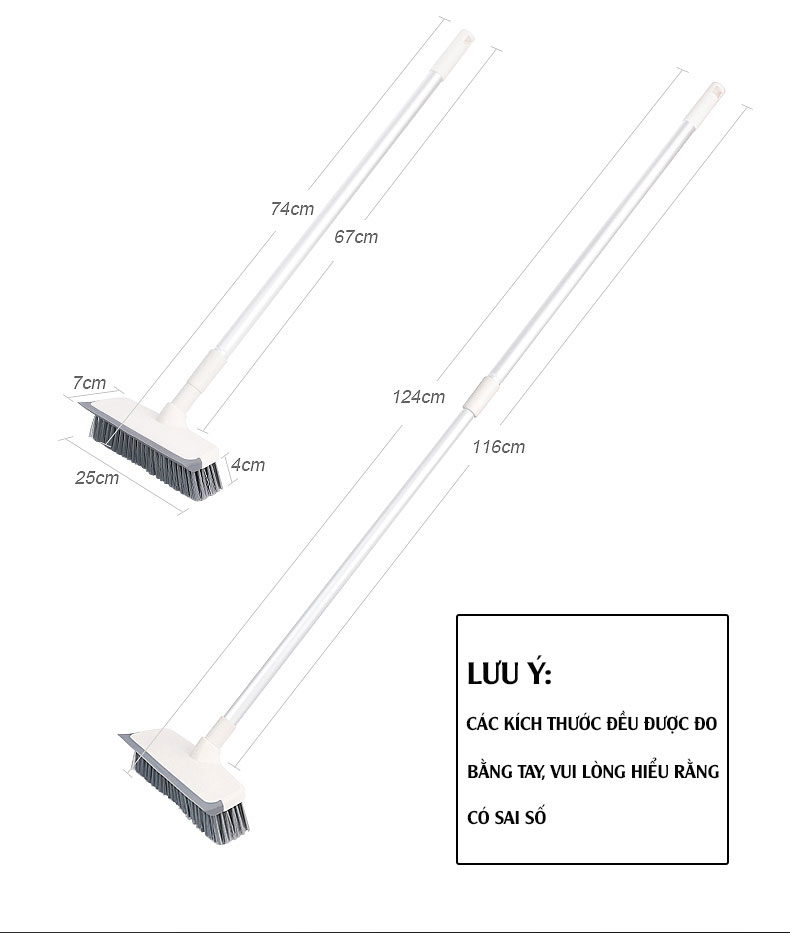 Cây chà sàn nhà tắm đa năng 2 trong 1, chổi cọ sàn và gạt nước, cán tăng giảm chiều dài Kitimop-Z1