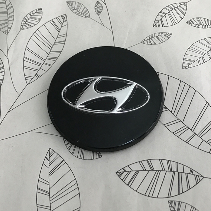 01 chiếc Logo chụp mâm, ốp lazang bánh xe dành cho ô tô Hyundai HY-60, Kích thước đường kính 60mm