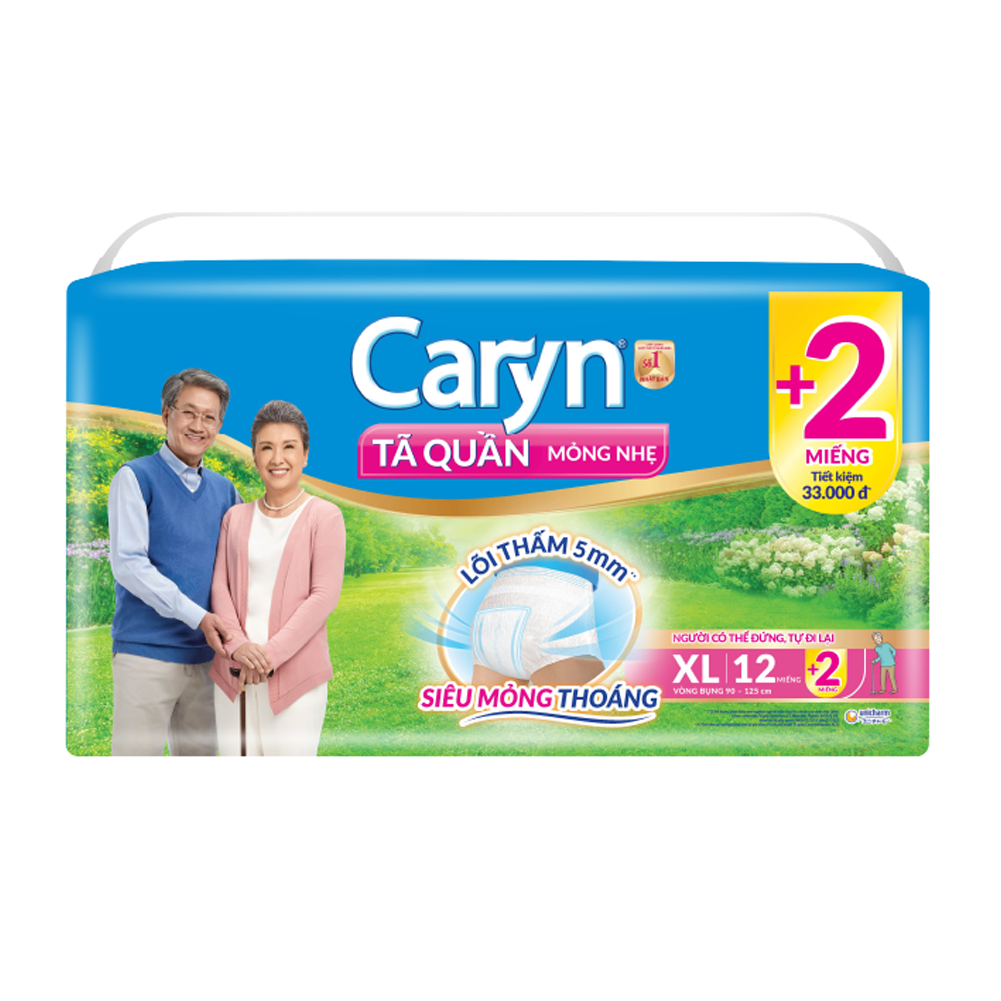 Tã Quần Mỏng Nhẹ Caryn Gói Siêu Lớn XL12+2 Miếng