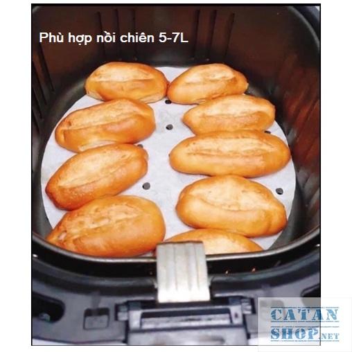 Set 100 tờ Giấy nến tròn đục lỗ dùng lót xửng hấp bánh và nồi chiên không dầu chống dính tốt, giấy nên nướng bánh