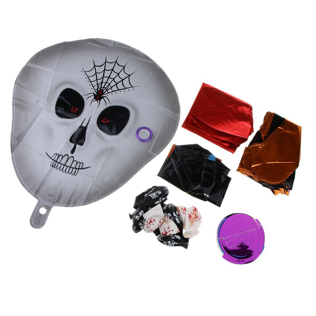Happy Halloween Party Supplies Kit Ghost Foil Balloons Banner Garland & Latex
