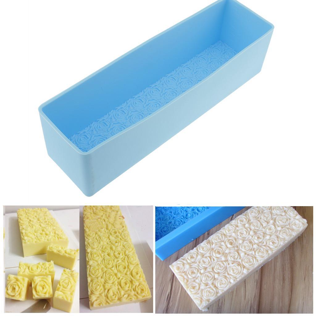 Rose Flower Silicone Cavity DIY Rectangle Soap Mold Cake Chocolate Baking Mold for Homemade Craft