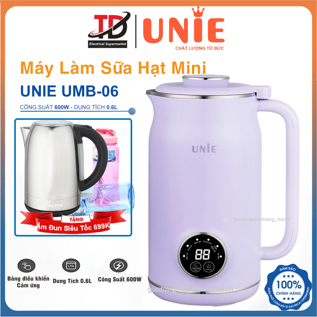 Máy làm sữa hạt đa năng Unie UMB06, Xay nấu 6 chức năng, Hàng Chính Hãng