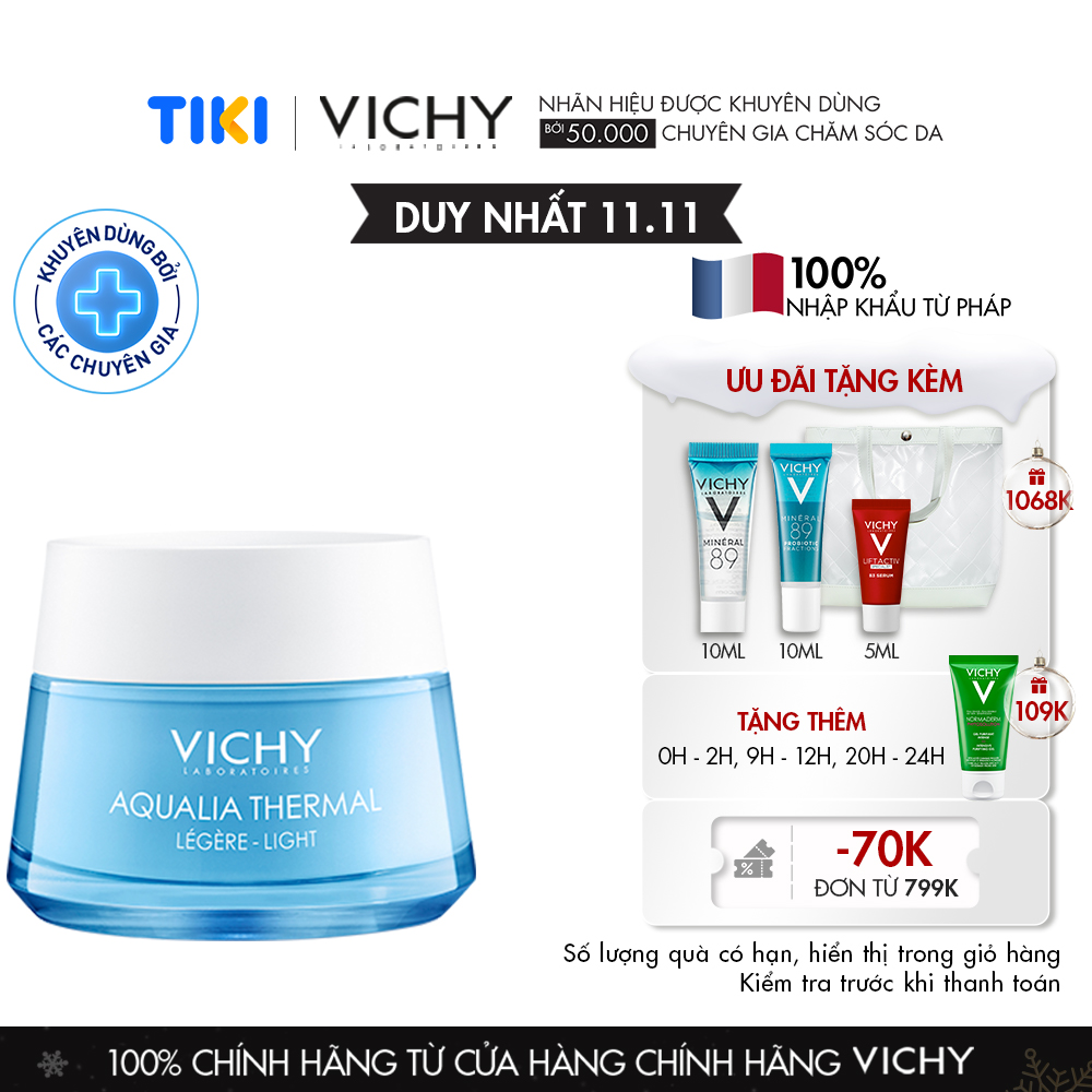 Kem Gel Dưỡng Ẩm Kích Hoạt & Giữ Nước Cho Da Thường & Da Khô Vichy Aqualia Thermal Rehydrating Light Cream (50ml) - MB067200