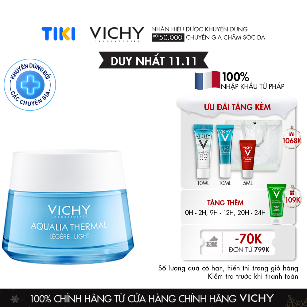 Kem Gel Dưỡng Ẩm Kích Hoạt & Giữ Nước Cho Da Thường & Da Khô Vichy Aqualia Thermal Rehydrating Light Cream  - MB067200