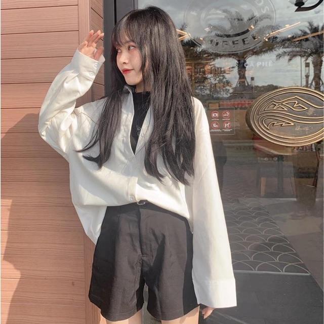 Áo sơ mi form rộng oversize tay dài vải kate nhiều màu sắc phù hợp <=75kg CRA007