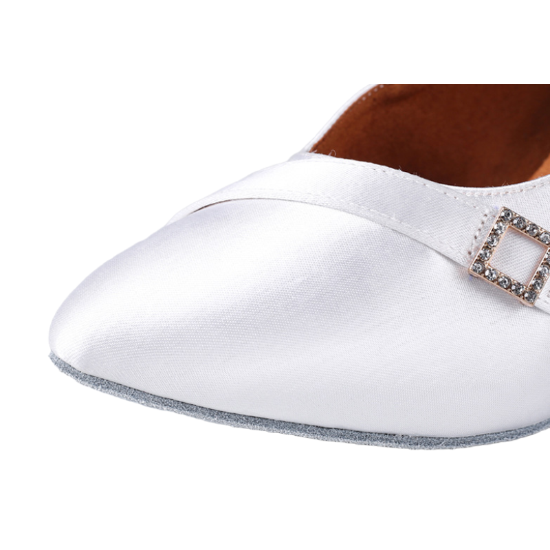 Hiện Đại Nhảy Latin Giày Trắng Satin Nữ Phòng Khiêu Vũ Tango Salsa Đế Mềm Tiêu Chuẩn Khiêu Vũ Giày Nữ Waltz Giày Tập Color: White Shoe Size: 41