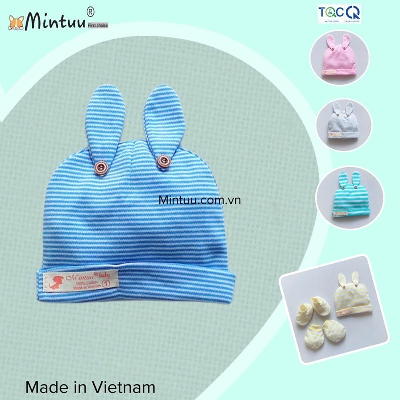 Mũ nón tai thỏ sơ sinh thương hiệu Mintuu