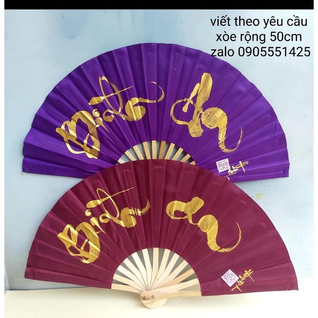 Quạt vải viết theo yêu cầu. Quà tặng mừng thọ, tân gia, khai trương. Quà cưới, tết, sinh nhật, 8/3, 20/10.