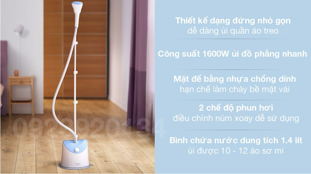 Bàn là cây 1600w, diệt khuẩn Philips GC482/29 - Hàng chính hãng