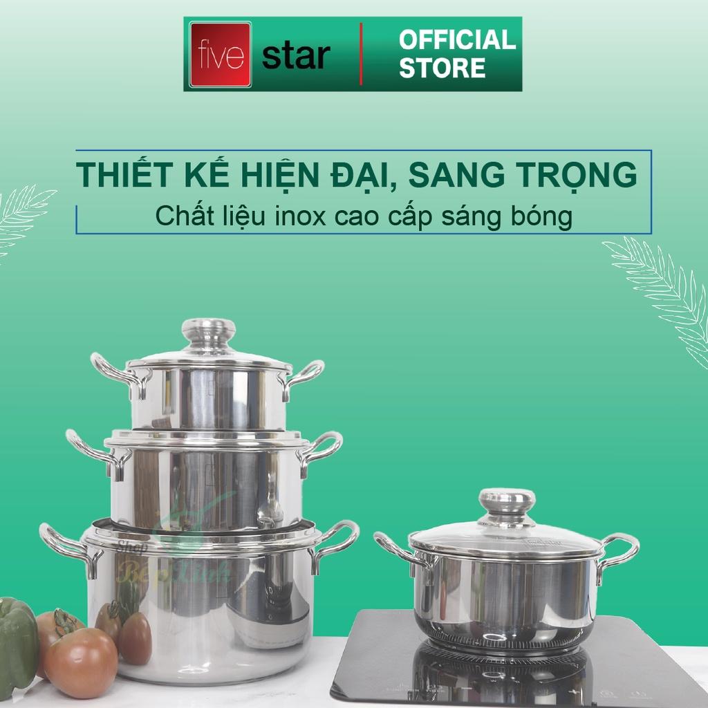 Nồi và chảo chống dính 3 đáy từ inox 430 FiveStar Standard nắp kính (16cm/20cm/24cm ) , dùng được mọi bếp