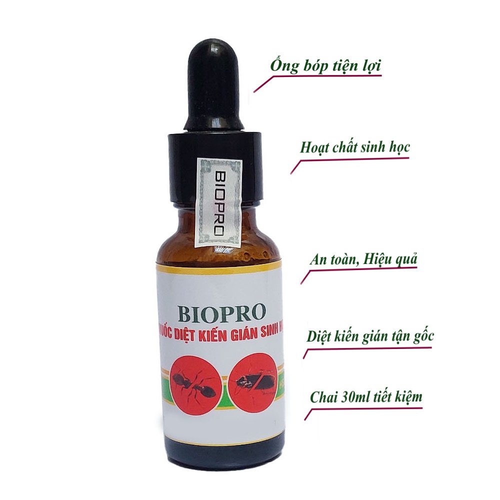 Thuốc diệt kiến gián sinh học BioPro Chai 20ml Dạng nhỏ Giúp diệt sạch kiến gián tận gốc, kiến đen, kiến lửa, gián đức