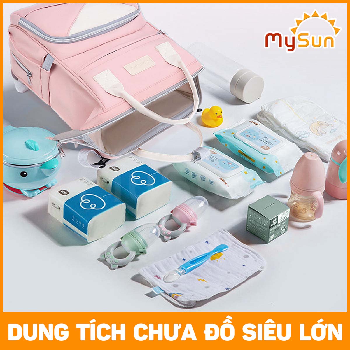 Balo bỉm sữa cho mẹ và bé giữ nhiệt đa năng cao cấp MySun Summer