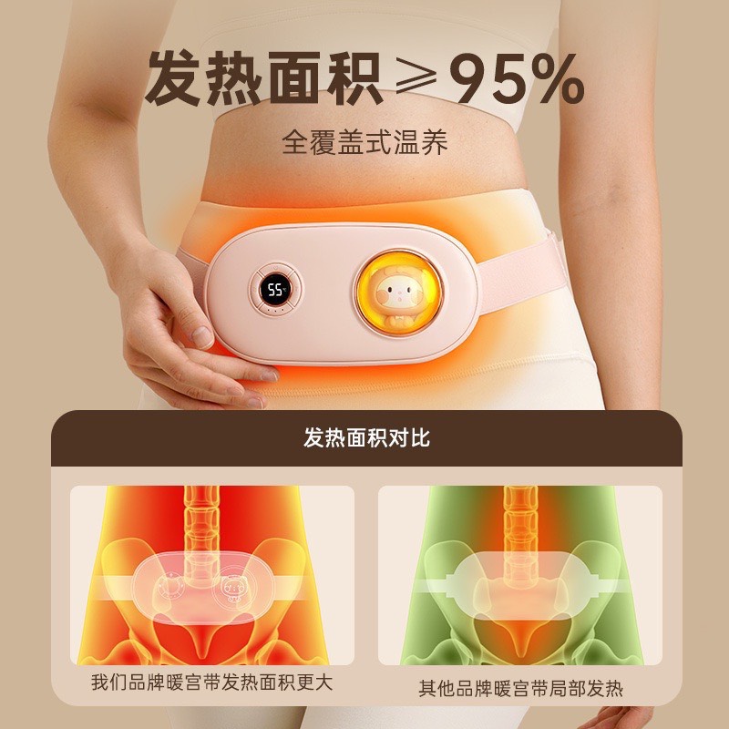 ￼Đai chườm nóng bụng kinh, máy massage 4 chế độ nén nóng hồng ngoại xa, làm ấm tử cung và bụng, đai massage bụng kinh