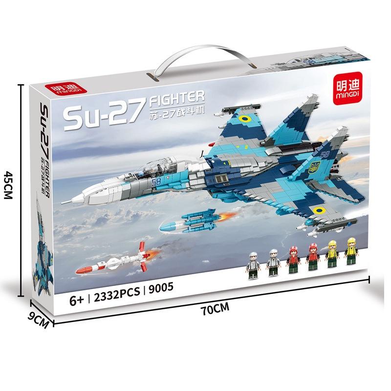 Đồ chơi Lắp ráp Máy bay Chiến đấu SU-27, Mingdi 9005 Sukhoi Fighter, Xếp hình thông minh