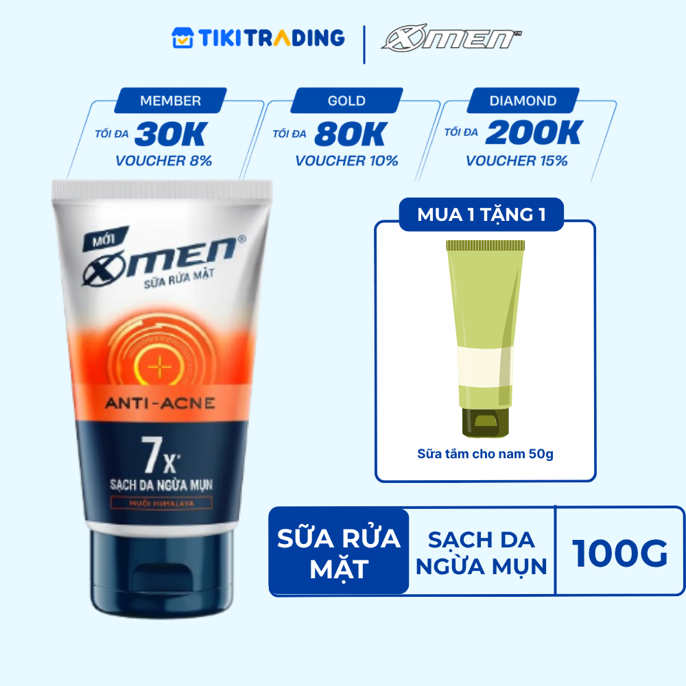Sữa rửa mặt X-Men 100g Detox/Sáng da/Ngừa mụn/Kiểm soát nhờn/Mát lạnh 