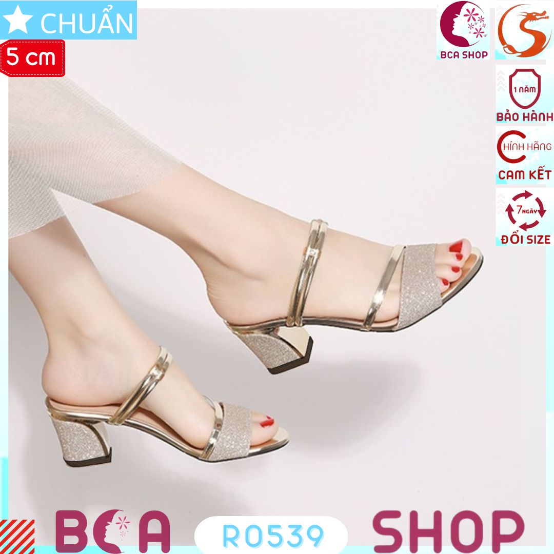 Giày cao gót nữ 5p RO539 ROSATA tại BCASHOP hở mũi, quai ngang 2 dây có thể mang theo nhiều kiểu, màu vàng