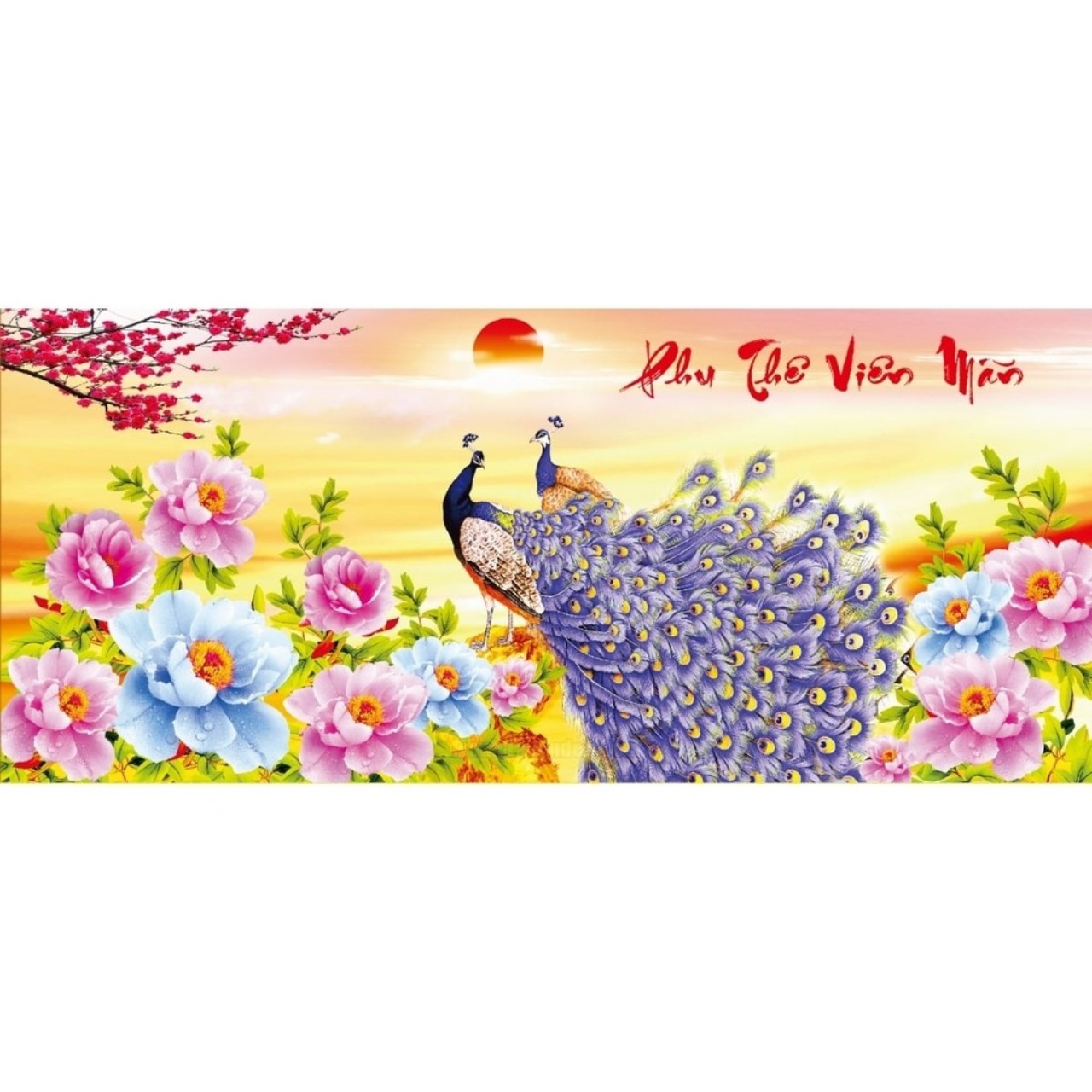 Tranh đính đá Phu thêu viên mãn - khách tự đính