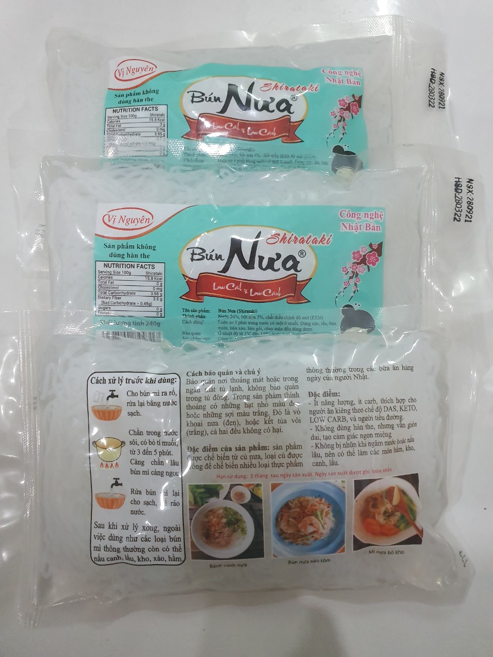 Combo 2 Gói Bún Nưa 1 Gói Cơm Nưa Vị Nguyên 240Gram