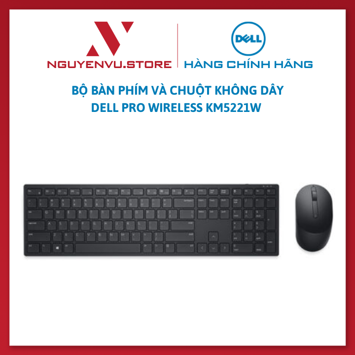 Bộ Bàn Phím Và Chuột Không Dây Dell Pro Wireless Km5221W - Hàng Chính Hãng