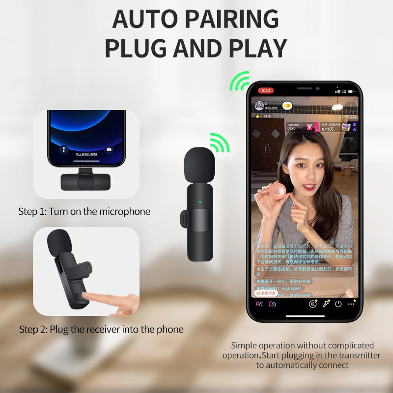 Micro thu âm không dây Type C kẹp cổ áo Remax K09 dùng cho Samsung/ iP15/ xiaomi/ Laptop/ PC _ Hàng chính hãng