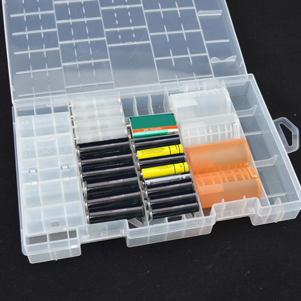 Portable Hard Plastic Storage Box Case Holder For 50pc AAA AA 9V C D Battery