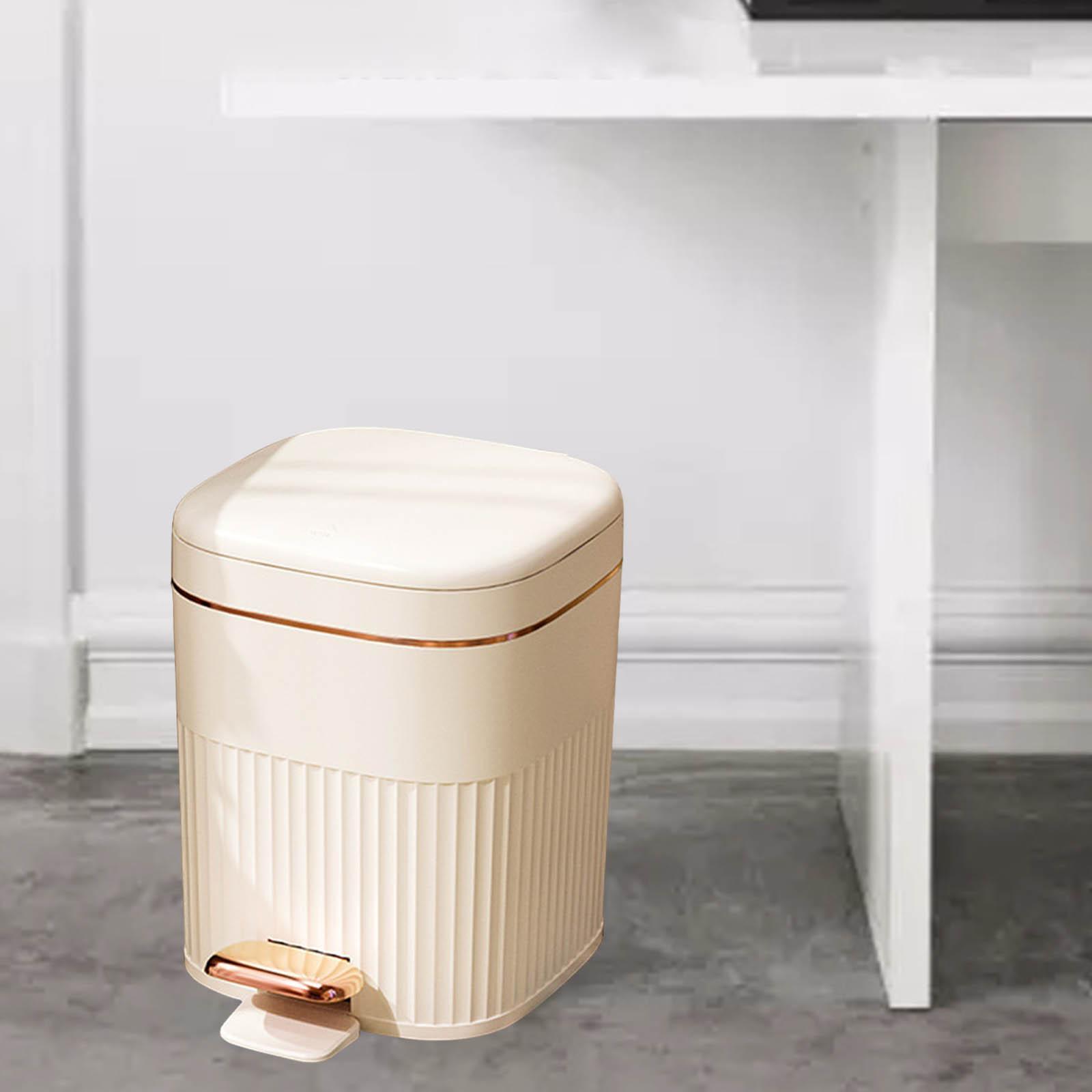 Kitchen Waste Basket 2 in 1 Foot Pedal Press Type Garbage Bin Rectangle Step Trash Can for Study Entryway Laundry Room Office