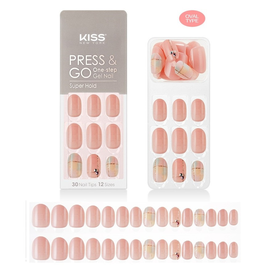 Bộ 30 Móng Tay Gel Dán Press &amp; Go Kiss New York Nail Box - Cotton Candy Spring (KPN09K)