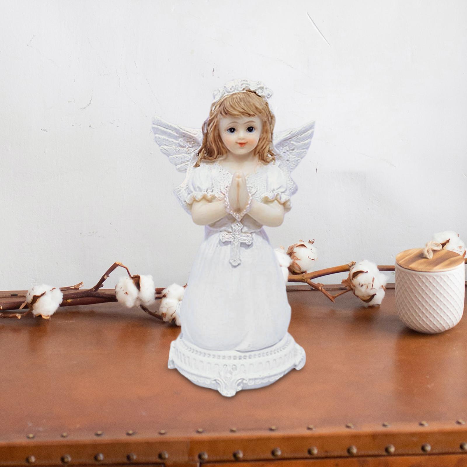 Resin Jesus Angel Statue Praying Angel Figurine for Bedroom Living Room Desk