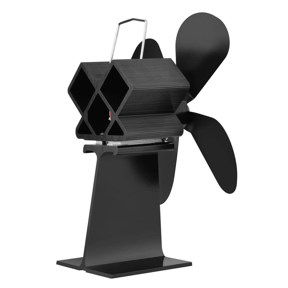 Quạt lò sưởi tại nhà 4 cánh màu đen bằng nhôm