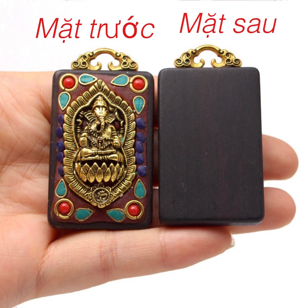 MẶT DÂY CHUYỀN THẦN VOI GANESHA BẰNG GỖ MUN TẶNG KÈM DÂY