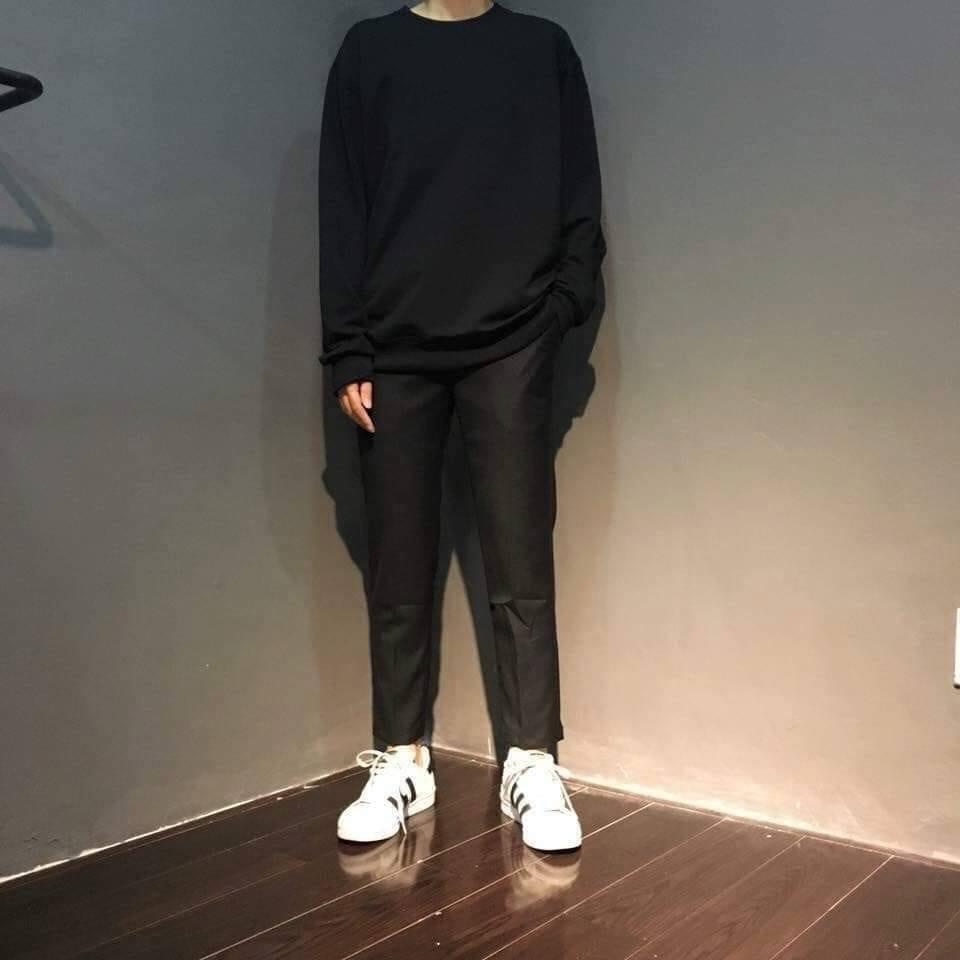 Áo Sơ Mi Trơn thun Dầy Dặn Tay Dài Nam Cho Tomboy Trắng Đen Form Rộng Bigsize Unisex Cao Cấp Đi Học Công Sở Nguyễn Nguyên