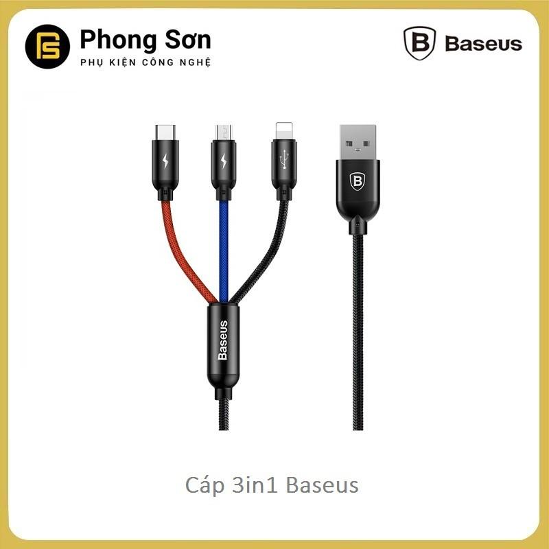 Cáp sạc 3 trong 1 Baseus Hỗ trợ sạc nhanh 3.5A - hàng Chính Hãng