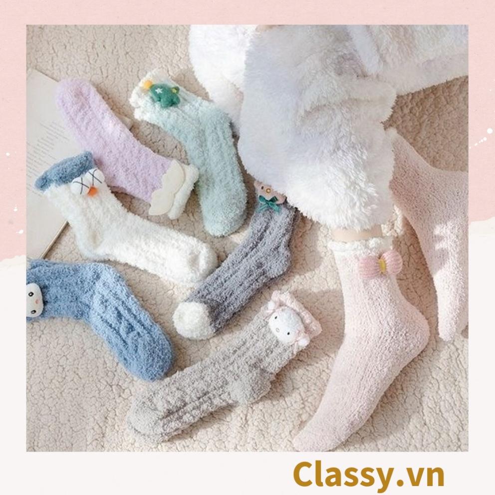 Classy Tất bông cổ cao, vớ bông cổ cao siêu giữ ấm, họa tiết ngộ nghĩnh G1428