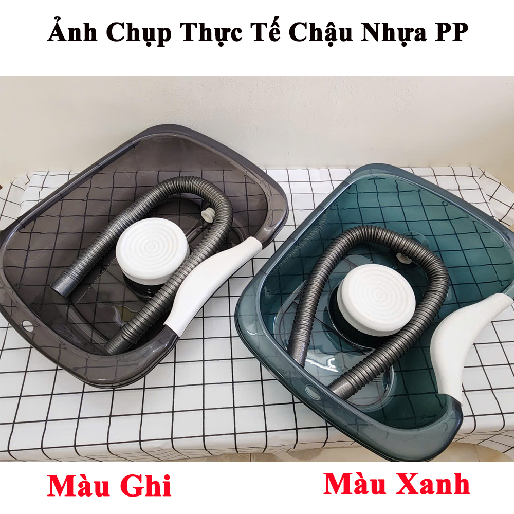 Chậu Gội Đầu Tại Giường KUNBE Dành Cho Người Bệnh, Người Già, Bà Bầu Và Trẻ Em, Bản Nâng Cấp Có Đệm Lót TPE Đầu Và Gáy, Ống Thoát Nước Đầu Cao Su Chống Rò Nước - Màu Xanh