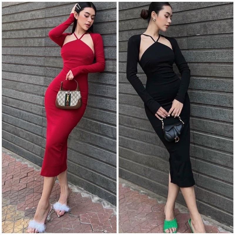 ĐẦM BODY CỔ YẾM CUT VAI VÁY BODY CUT VAI XB