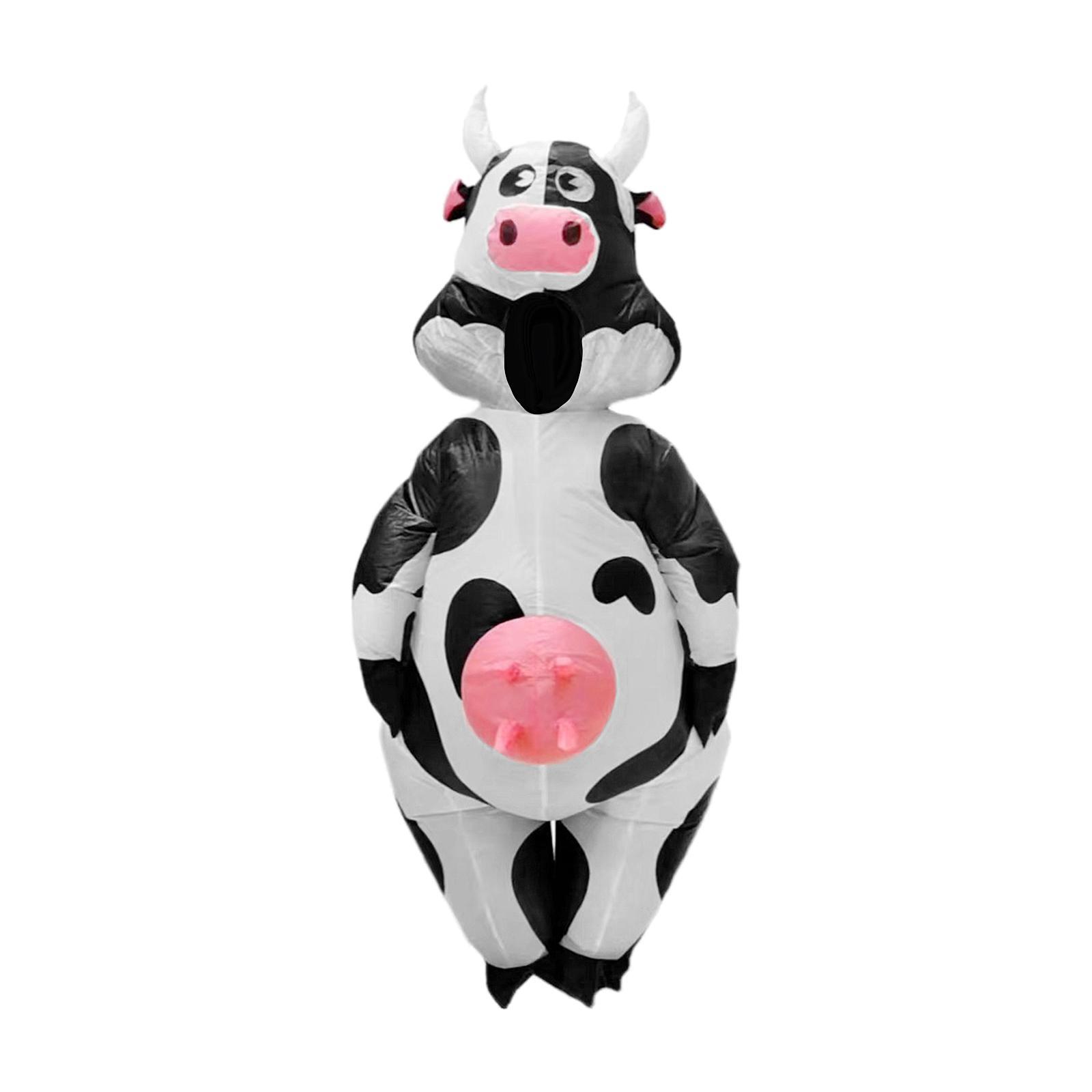 Inflatable Cow Costume Farm Animal Costume Role Play Clothing Blow Costume Fancy Dress for Party Holiday Halloween Carnival Cosplay Props