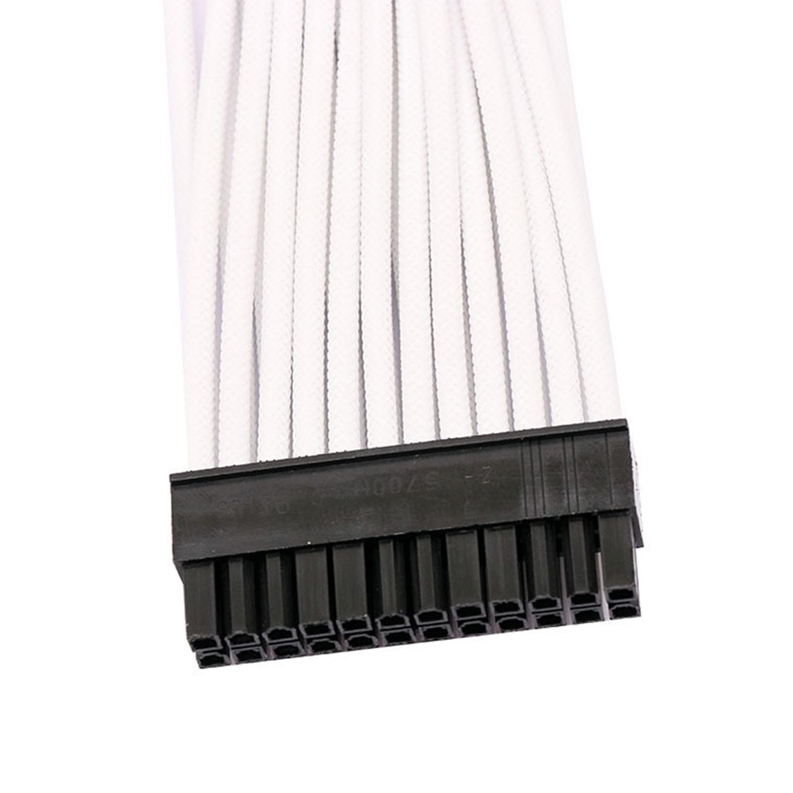 Sleeved Cable 30cm Extension 24Pin PVC White for Supply Case