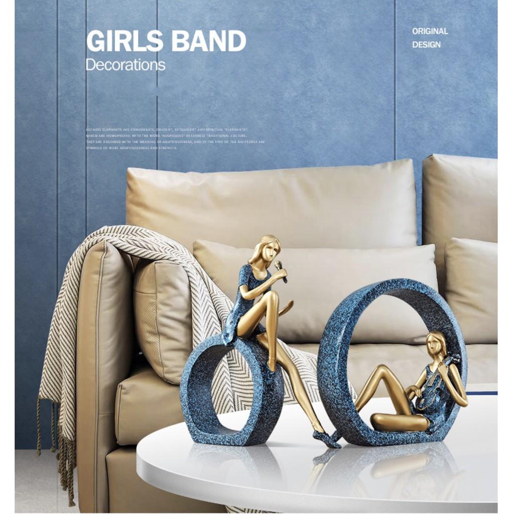 BỘ 2 TƯỢNG NGHỆ NHÂN HÁT VÀ ĐÀN GIRLS BAND - hàng cao cấp