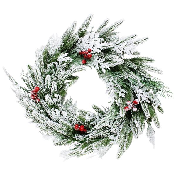 Vòng Hoa Phủ Tuyết Trang Trí Giáng Sinh 50 cm - LP-W20-POHS