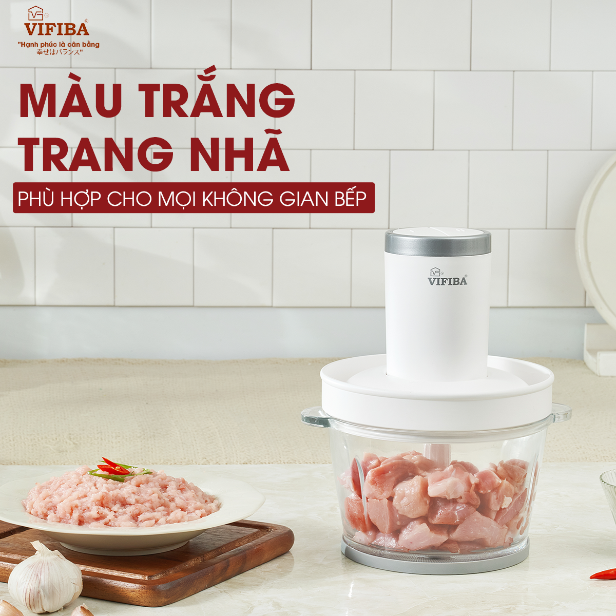 [Nhập CECAMP30KD1 giảm 30K] Máy Xay Thịt Hàng Chính Hãng VIFIBA, Kèm 2 Bộ 4 Lưỡi Dao, Công Suất 300W, 2 Cấp Độ Xay