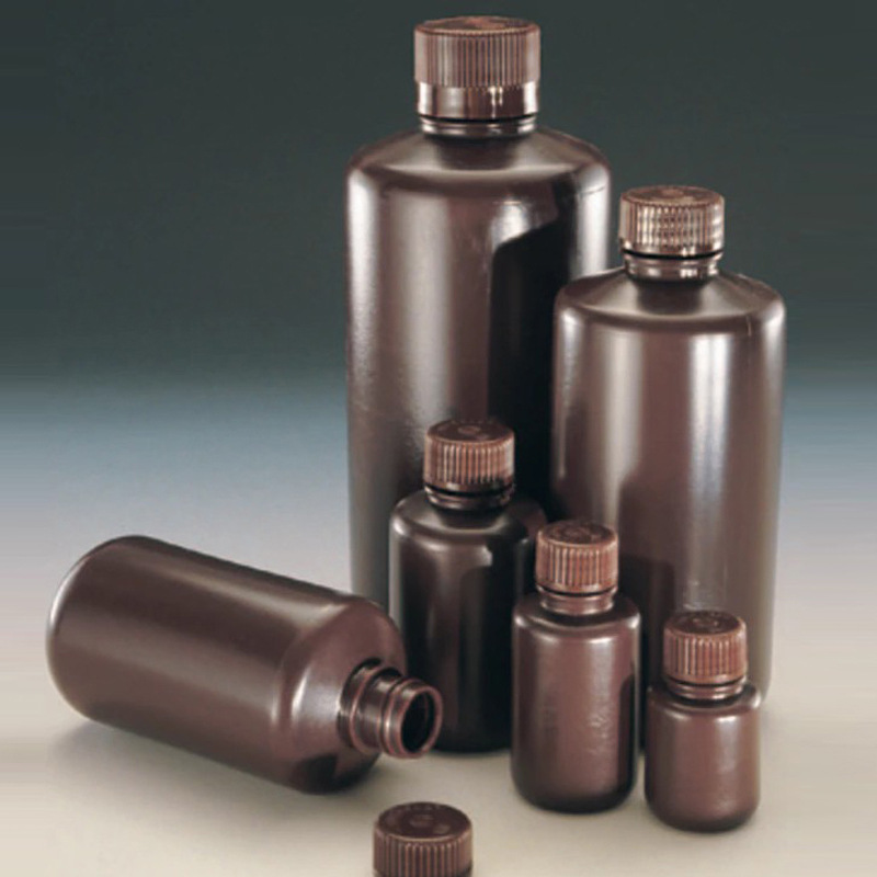 Chai nhựa, loại nâu HDPE, chai miệng hệp