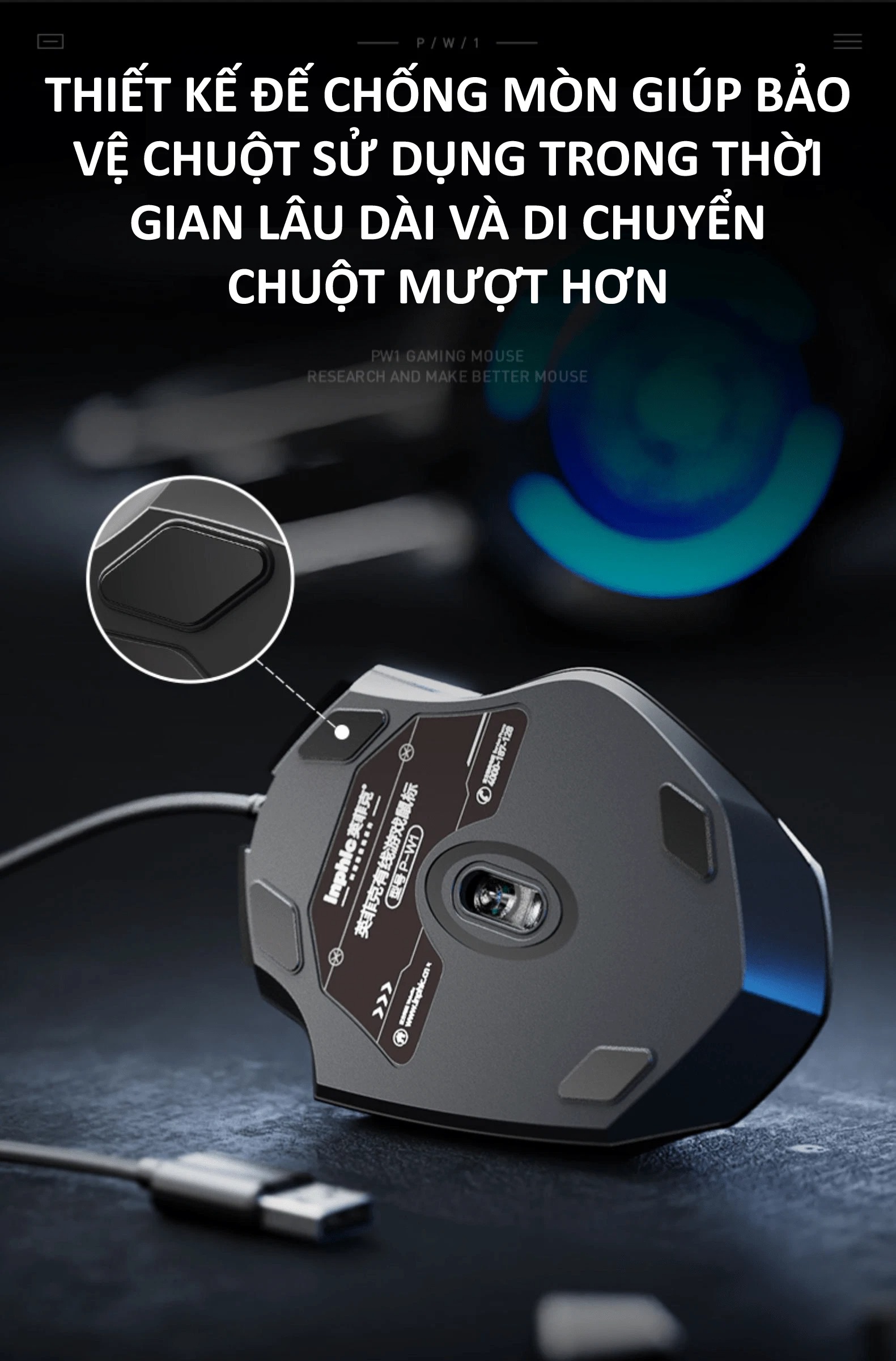 Chuột gaming máy tính có dây chống ồn silent click INPHIC PW1 đèn led 4 màu dành cho game thủ, văn phòng,... - HÀNG CHÍNH HÃNG