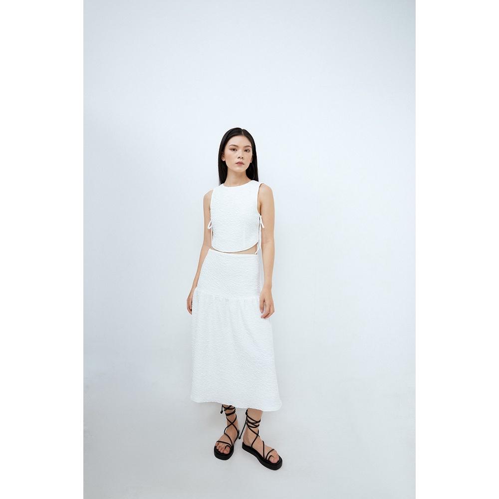 DOTTIE - Chân váy midi jacquard nữ trắng S0101