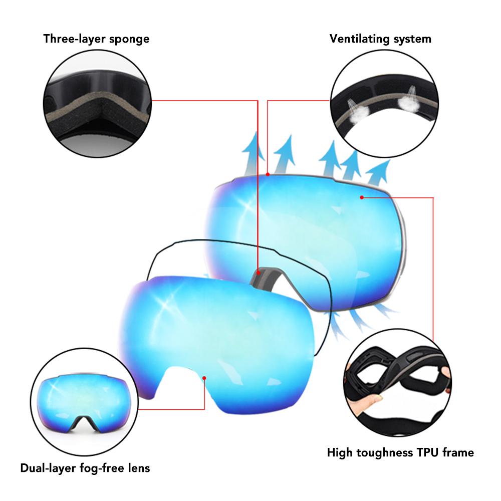 Kính Trượt Tuyết Chống Sương Mù Uv400 Bảo Vệ Snow Goggles Kính Banglong Xh128