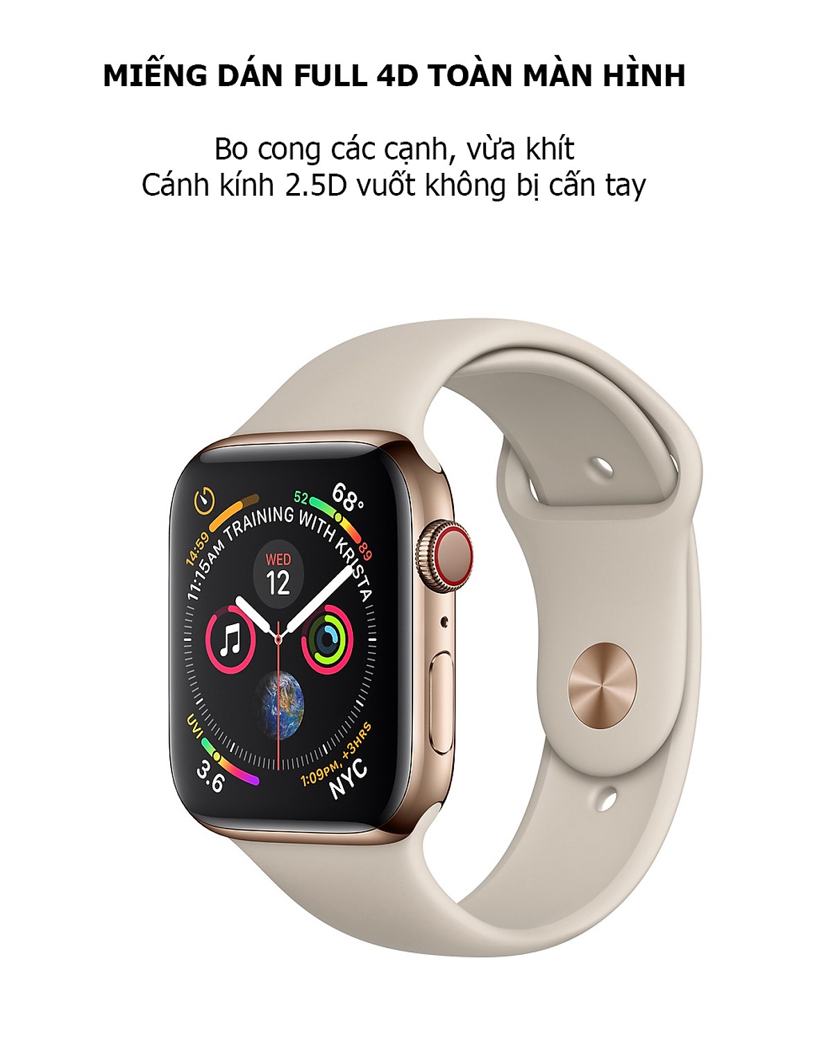 Miếng dán kính cường lực Full 4D cho Apple Watch 38mm hiệu Coteetci - Hàng chính hãng