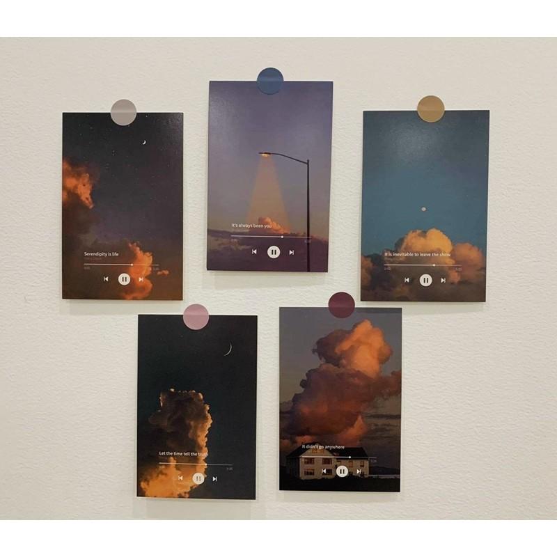 Set 5 Tấm Hình in Postcard Trang Trí Dán Tường hình Bầu Trời Mây - Set 5 Miếng Bưu Thiếp Post Card Trang Trí sổ