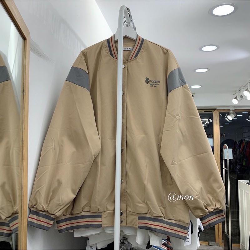 Áo khoác bomber nam nữ vải dù 2 lớp oversize Áo bomber form rộng Áo khoác bóng chày unisex - Gin Store