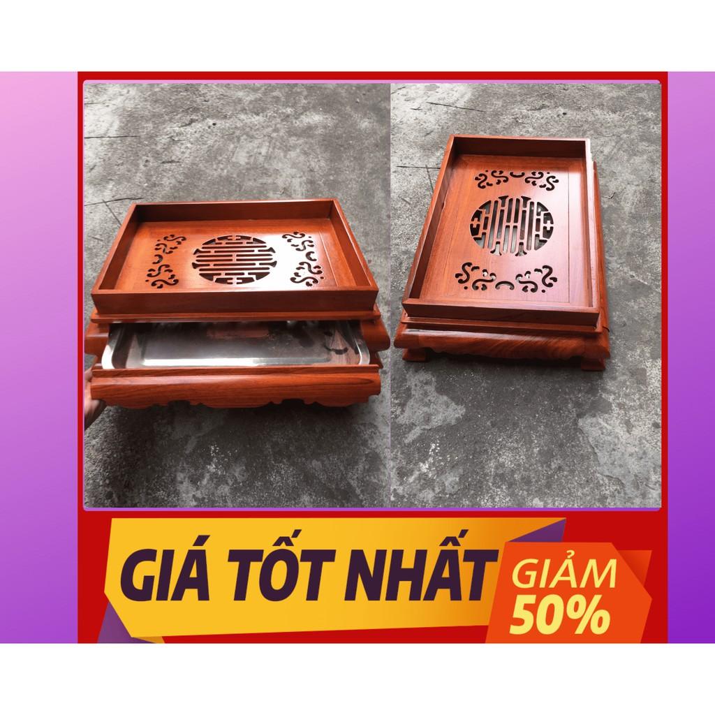 Khay trà chân quỳ mẫu trơn gỗ hương