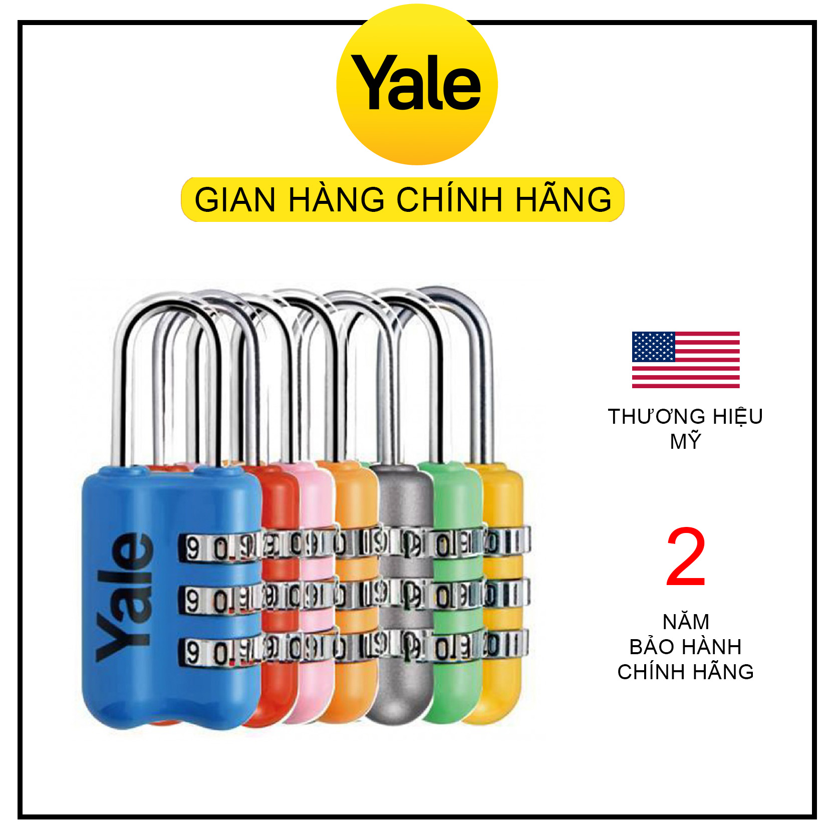 Khóa Vali Du Lịch Có Mã Số Yale (Bảo hành 2 năm) YP2/23/128/7- Hàng chính hãng